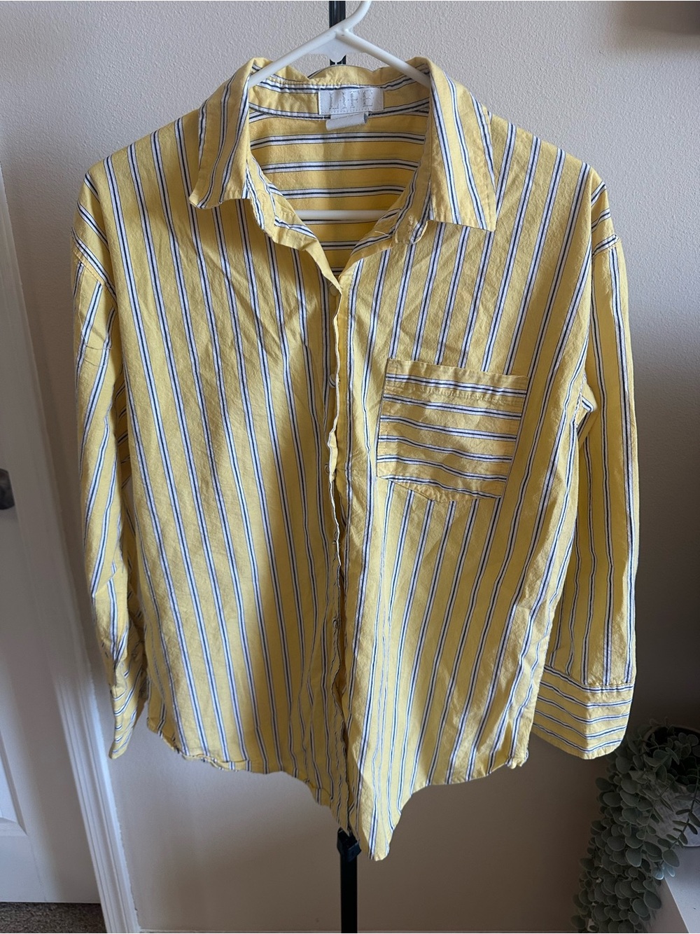 LIFE Yellow Striped Button-Down Shirt with Blue & White Stripes